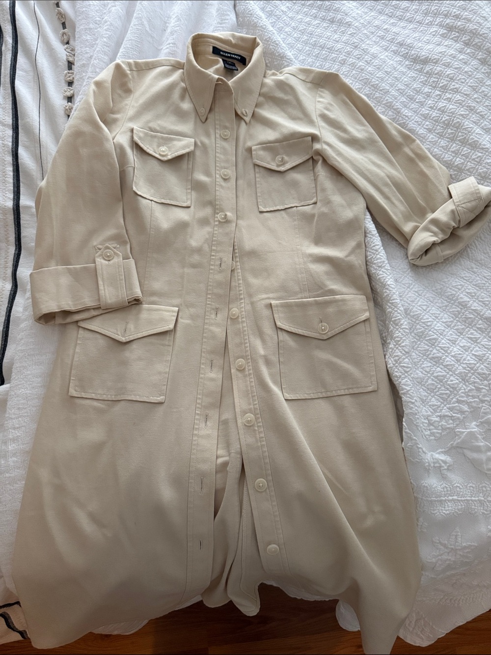 Ellen Tracy petite  Beige Utility Shirt dress